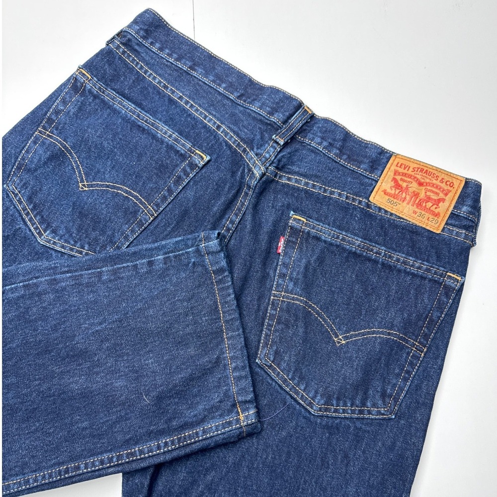 Levis 505 Regular Fit Dark Wash Indigo Denim Jeans Mens 36x29 A71938-0001